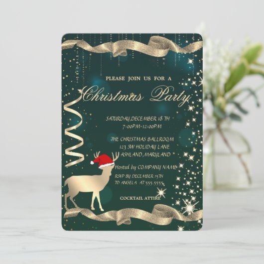 Gold-kerstfeestdag, sparkle, Green-kerstfeest Kaart (Staand voorkant)