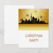 Gold-kerstfeestelijke uitnodiging (Voorkant / Achterkant)
