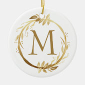 Gold kerstfeestfoto's en foto's keramisch ornament (Voorkant)