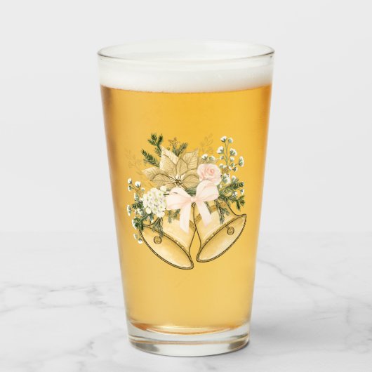 Gold kerstgebell Star WhiteFlower Glass Tumbler (Voorkant gevuld)