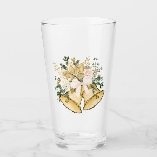 Gold kerstgebell Star WhiteFlower Glass Tumbler (Voorkant)
