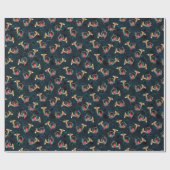 Gold kersthorens met zwarte kardinalen cadeaupapier (Vlak)