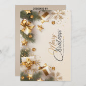 Gold-kerstkaart Feestdagenkaart (Voorkant / Achterkant)