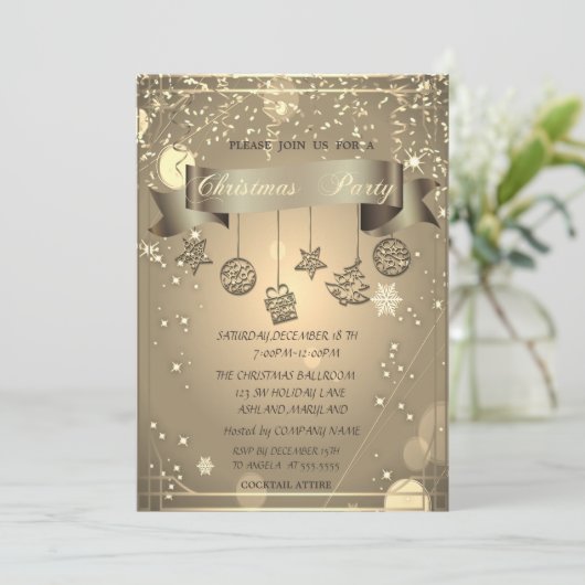 Gold, kerstkerstfeestfeest kaart (Staand voorkant)