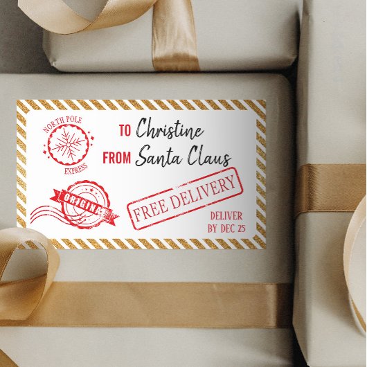 Gold kerstkerstkerstkerstcadeau Noordpool Rechthoekige Sticker