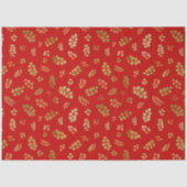 Gold kerstkleertjes op papier met rood ~ tissue (Voorkant)