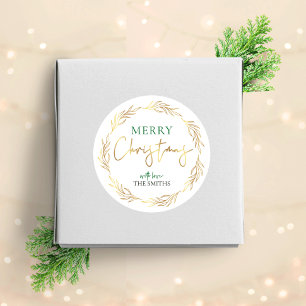 Gold kerstlabel — naam van de grote familie ronde sticker