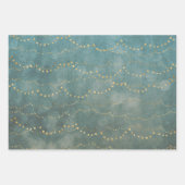 Gold Kerstlampjes Green Waterverf Holiday Inpakpapier Vel (Voorkant 3)