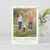 Gold kerstlampjes met kerstkaarten feestdagenkaart (Staand voorkant)