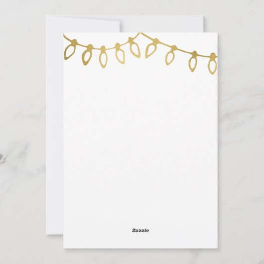 Gold kerstlampjes met kerstkaarten feestdagenkaart (Achterkant)