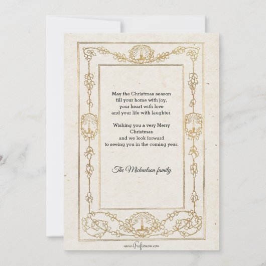 Gold  kerstman en Angel Feestdagenkaart (Achterkant)