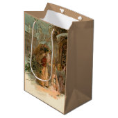 Gold  kerstman en Angel Medium Cadeauzakje (Voorkant Gekanteld)