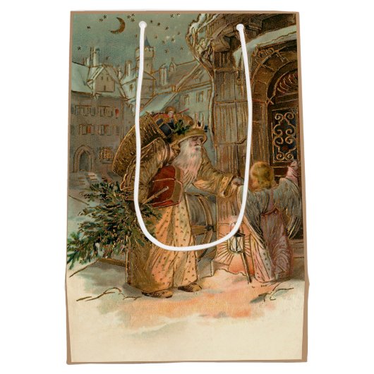 Gold  kerstman en Angel Medium Cadeauzakje (Achterkant)