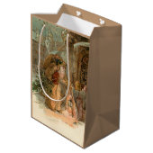 Gold  kerstman en Angel Medium Cadeauzakje (Achterkant Gekanteld)