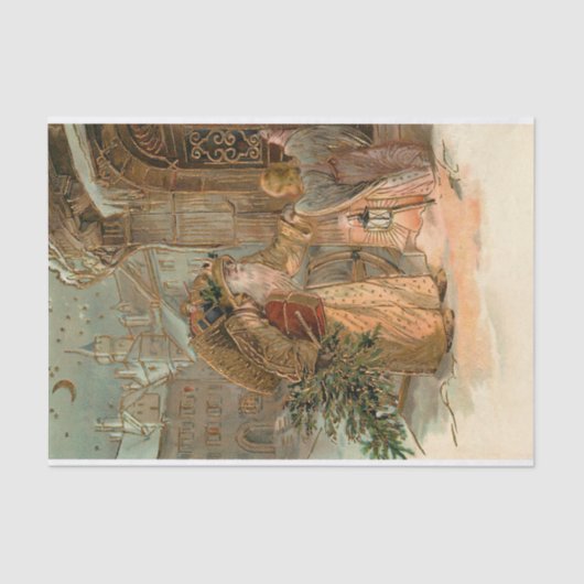 Gold  kerstman en Angel Tissuepapier (Voorkant)