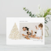 Gold Kerstmis - boom twee foto's Feestdagenkaart (Staand voorkant)