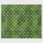 Gold Kerstmis Holly op groen Cadeaupapier (Vlak)