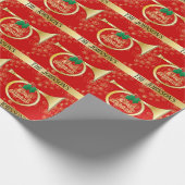 Gold Kerstmis Horn Cadeaupapier (Hoek)
