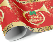 Gold Kerstmis Horn Cadeaupapier (Rol Hoek)