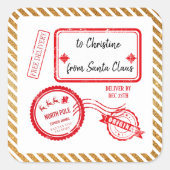 Gold Kerstmis, levering Noordpool-post vanaf Santa Vierkante Sticker (Voorkant)