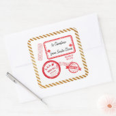 Gold Kerstmis, levering Noordpool-post vanaf Santa Vierkante Sticker (Envelop)
