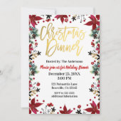 Gold Kerstmis met Poinsettia Holiday Floral Kaart (Voorkant)