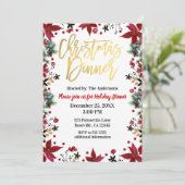 Gold Kerstmis met Poinsettia Holiday Floral Kaart (Staand voorkant)