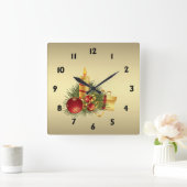 Gold Kerstmis met zwarte cijfers Vierkante Klok (Huis)