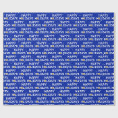 Gold Kerstmis op blauw Cadeaupapier (Vlak)