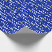 Gold Kerstmis op blauw Cadeaupapier (Hoek)