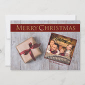 Gold Kerstmis op Snowy Deck Foto Feestdagenkaart (Voorkant)