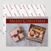 Gold Kerstmis op Snowy Deck Foto Feestdagenkaart (Voorkant / Achterkant)