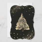 Gold Kerstmis pine Tree, Bow, kerstfeest Kaart (Achterkant)