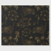 Gold kerstpatroon cadeaupapier (Vlak)
