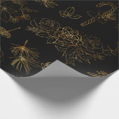 Gold kerstpatroon cadeaupapier (Hoek)