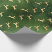 Gold Kerstrendiervis op groen Cadeaupapier (Hoek)
