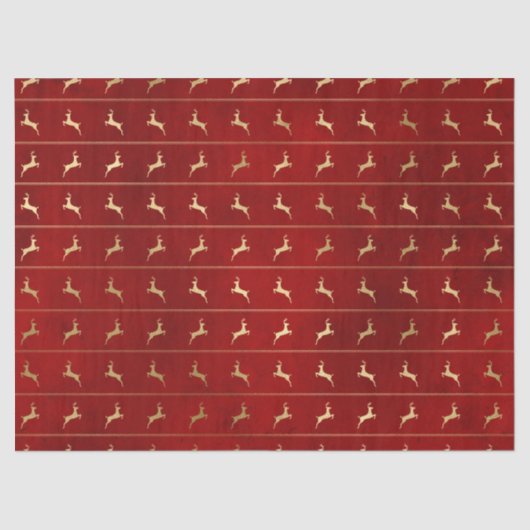 Gold kerstrenrendiertje op de rode lospagina tissuepapier (Voorkant)