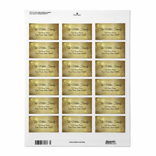 Gold-kerstretourlabel Etiket (Full Sheet)