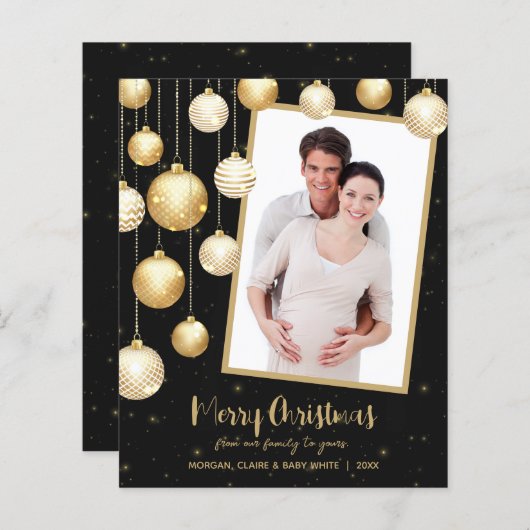 Gold Kerstsieraden Fotovakantiekaarten (Voorkant / Achterkant)