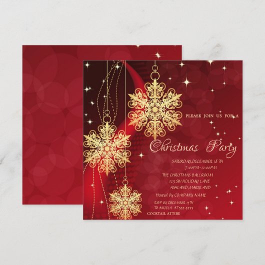 Gold Kerstsierans, Red Corporate Kaart (Voorkant / Achterkant)