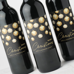 Gold Kerstsierents Black Wijn Etiket