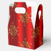 Gold kerstsnowflake-sterren op rood bedankdoosjes (Geopend)