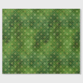 Gold kerstsnowflakes op groen cadeaupapier (Vlak)