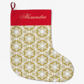 Gold kerstsnowflakes patroon op maat grote kerstsok (Voorkant)