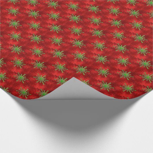 Gold Kerstster Bursts Red Pattern Holiday Cadeaupapier (Hoek)