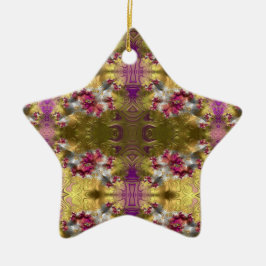 ~ Gold Kerstster Fractal ~ Keramisch Ornament