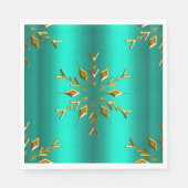Gold kerstster op Blauwgroen Servet (Voorkant)