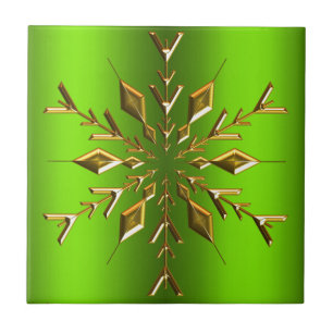 Gold kerstster op groen tegeltje