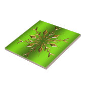 Gold kerstster op groen tegeltje (Zijkant)