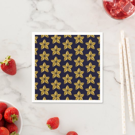 Gold Kerstster Pattern Napkins Servet (Insitu)
